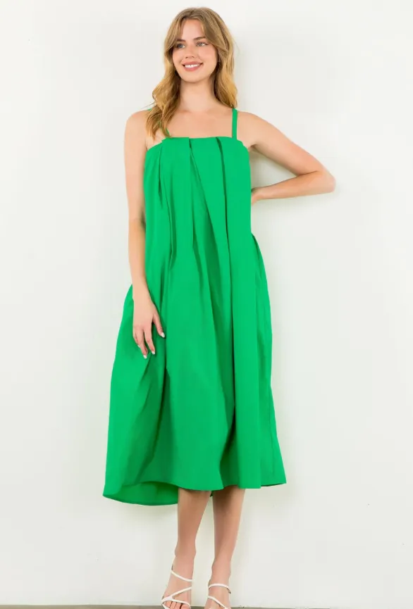 THML Solid Green Poplin Midi