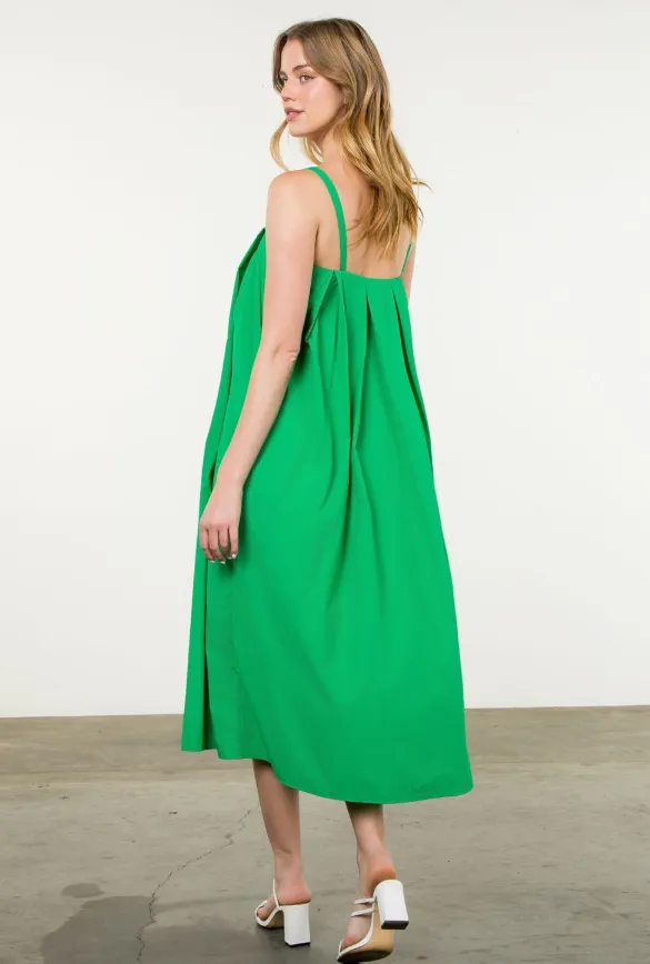 THML Solid Green Poplin Midi
