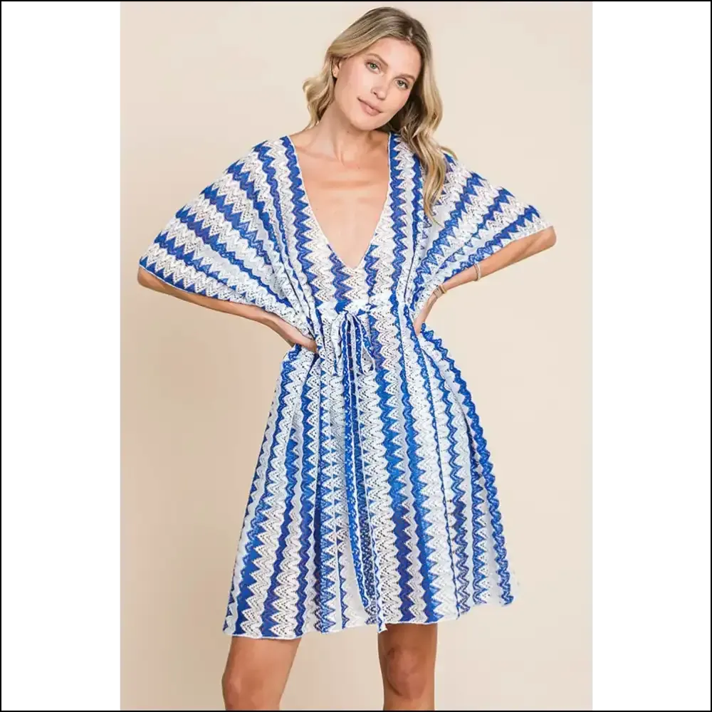 Tied Striped Plunge: your Beach Day's Best Kept Secret (no Sunscreen Needed!) 🌞