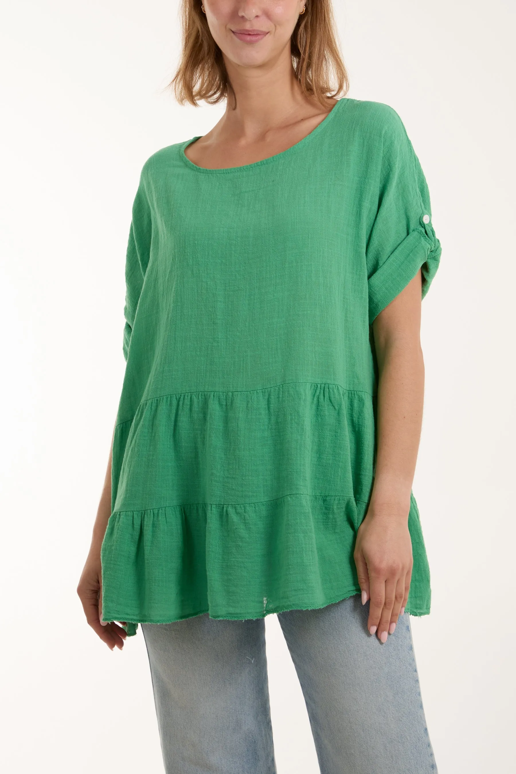 Tiered Smock Cotton Blouse