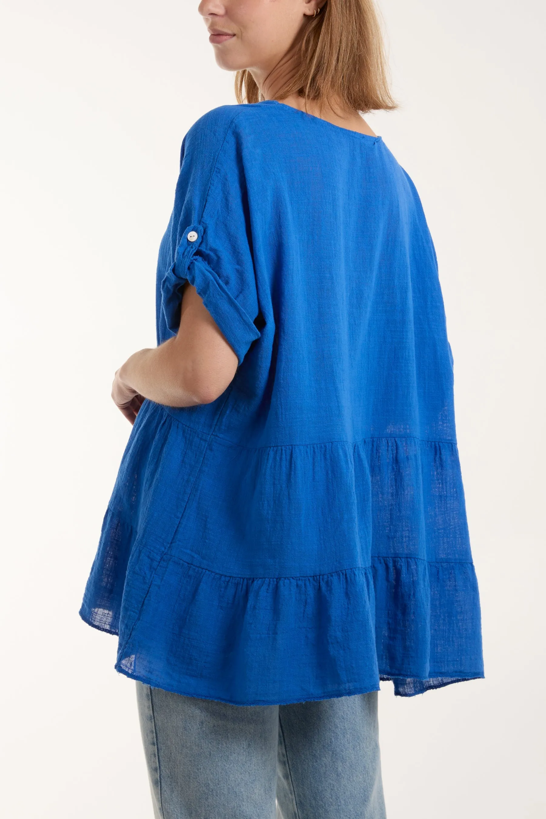 Tiered Smock Cotton Blouse