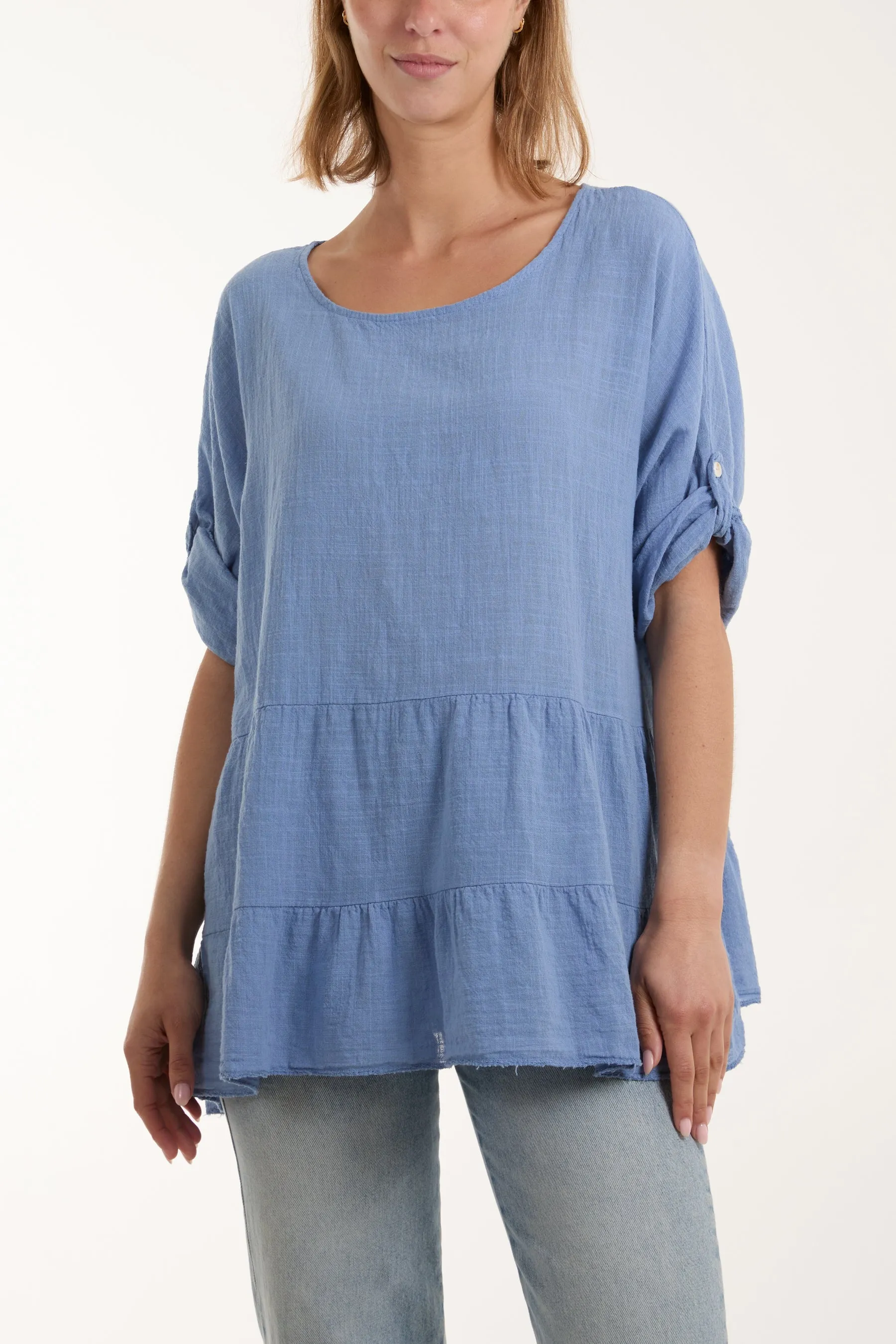 Tiered Smock Cotton Blouse