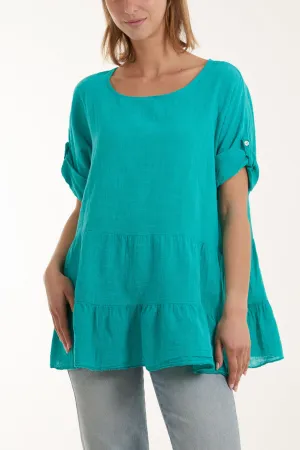 Tiered Smock Cotton Blouse