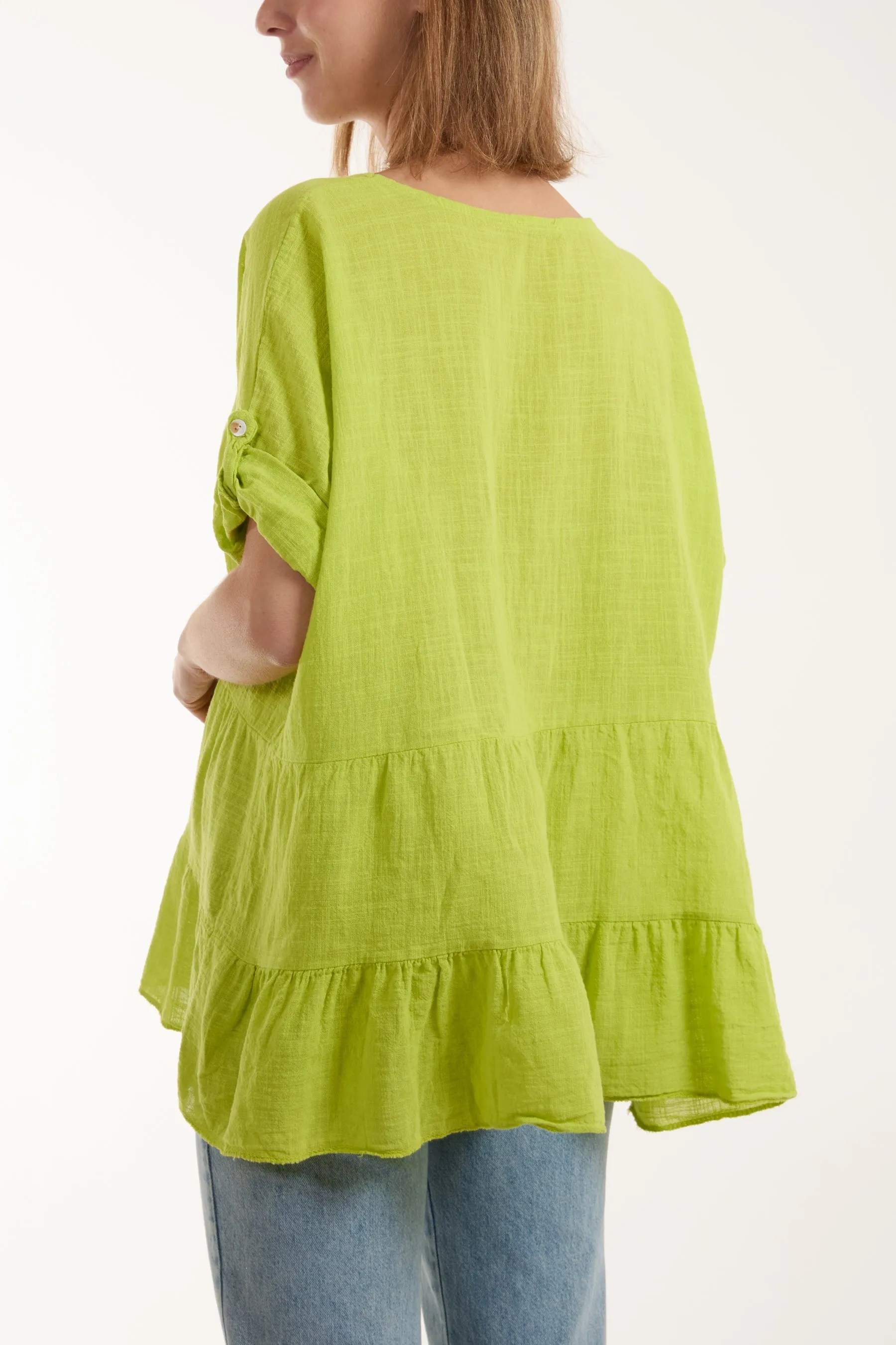 Tiered Smock Cotton Blouse