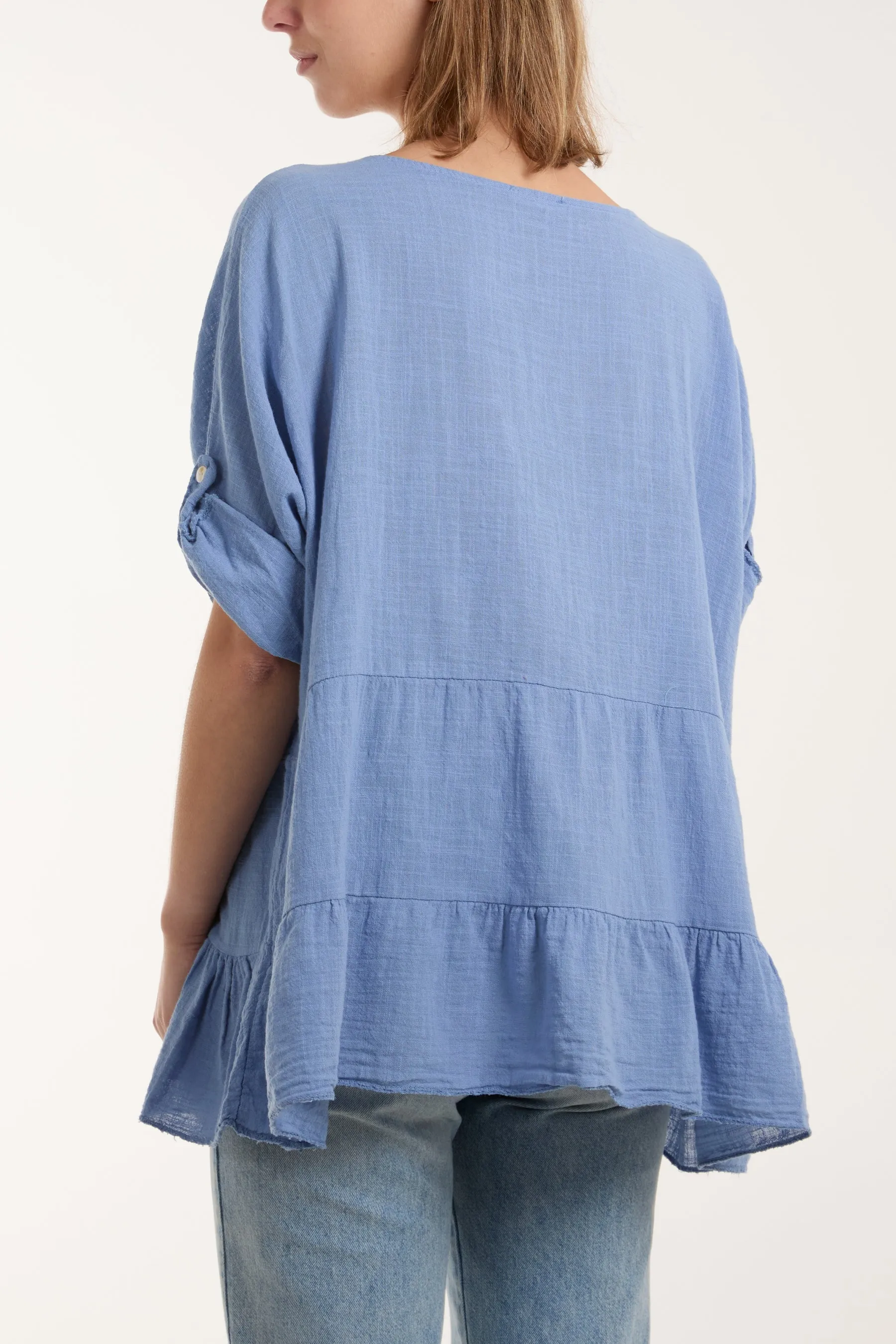 Tiered Smock Cotton Blouse