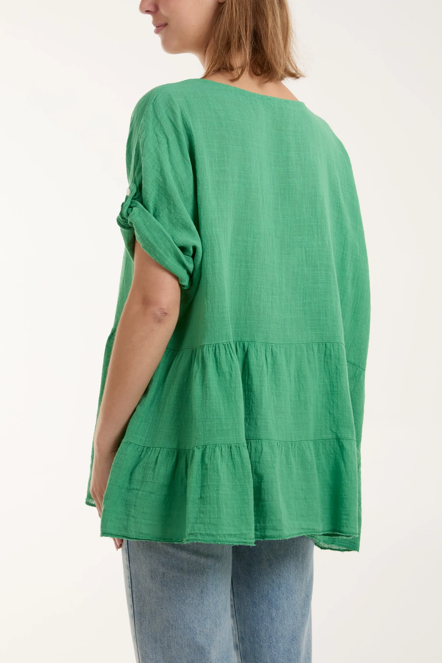 Tiered Smock Cotton Blouse