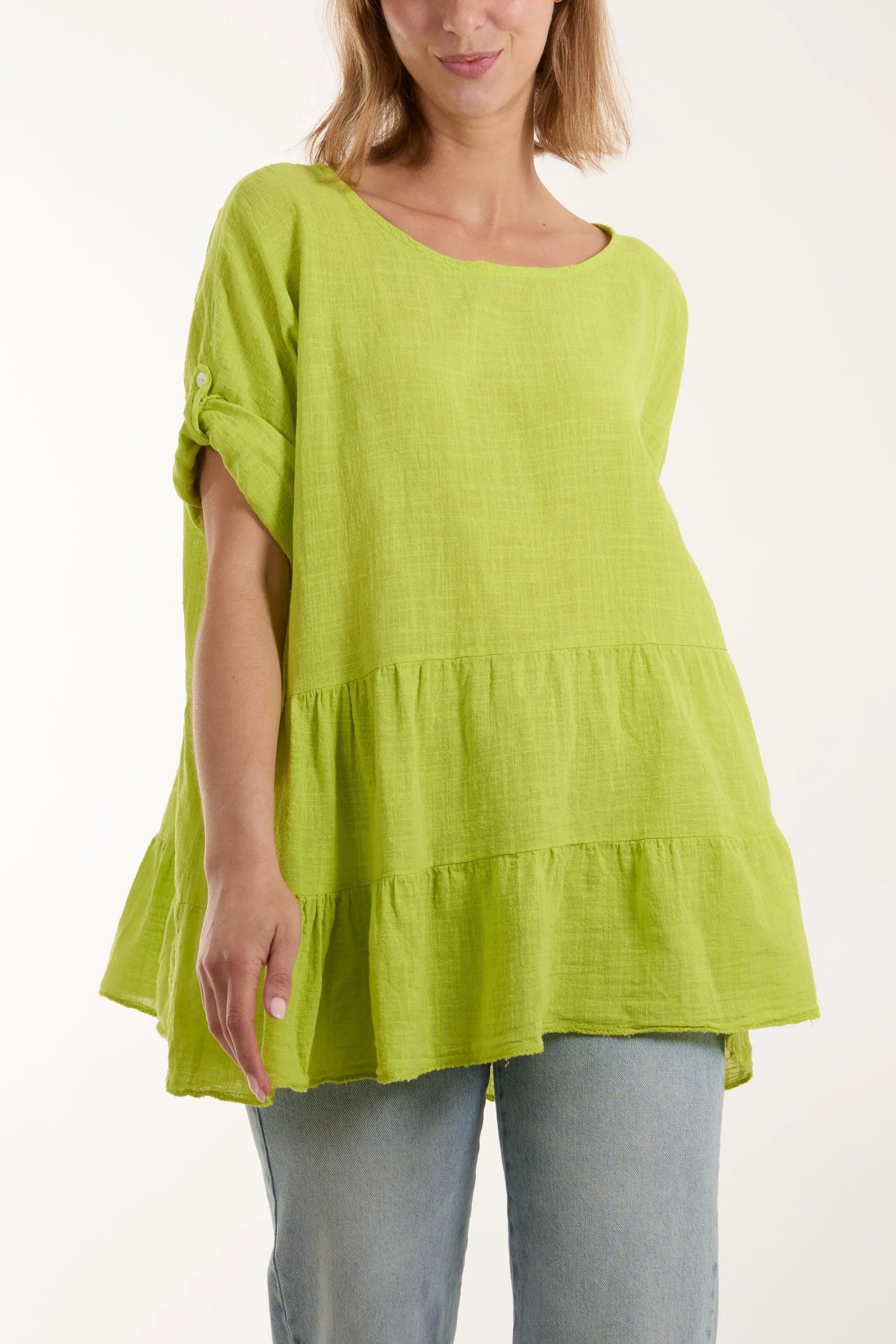 Tiered Smock Cotton Blouse