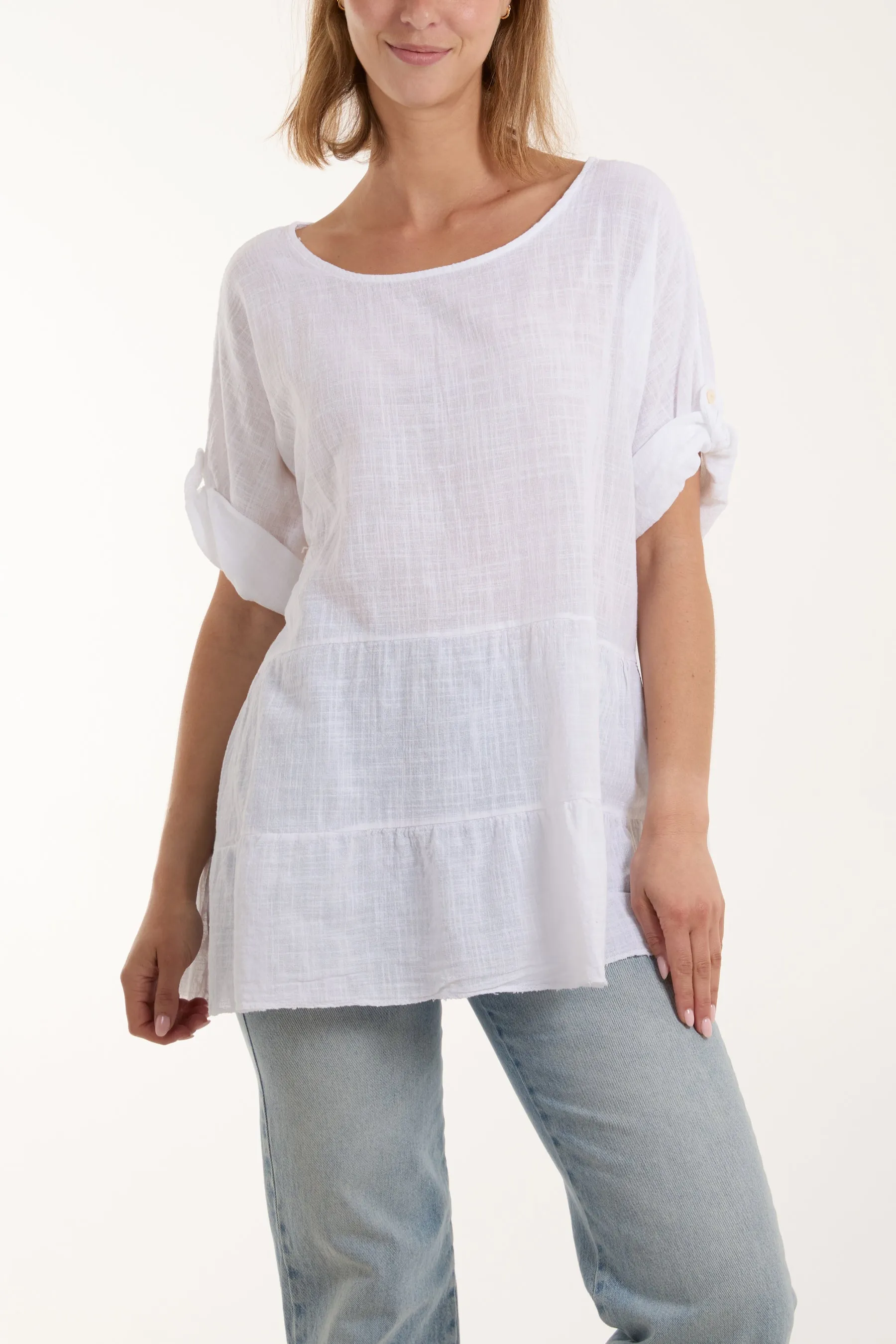 Tiered Smock Cotton Blouse