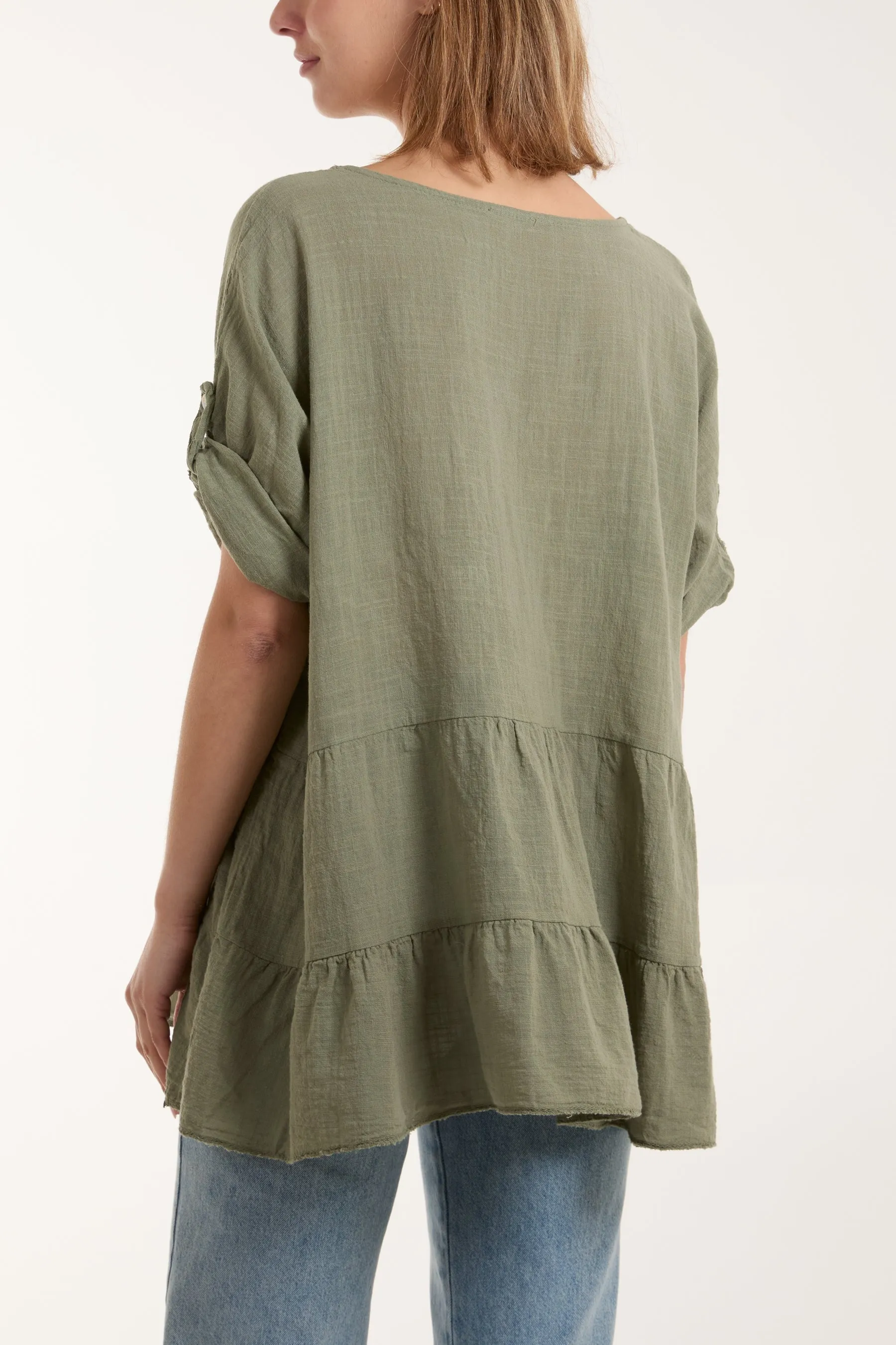 Tiered Smock Cotton Blouse