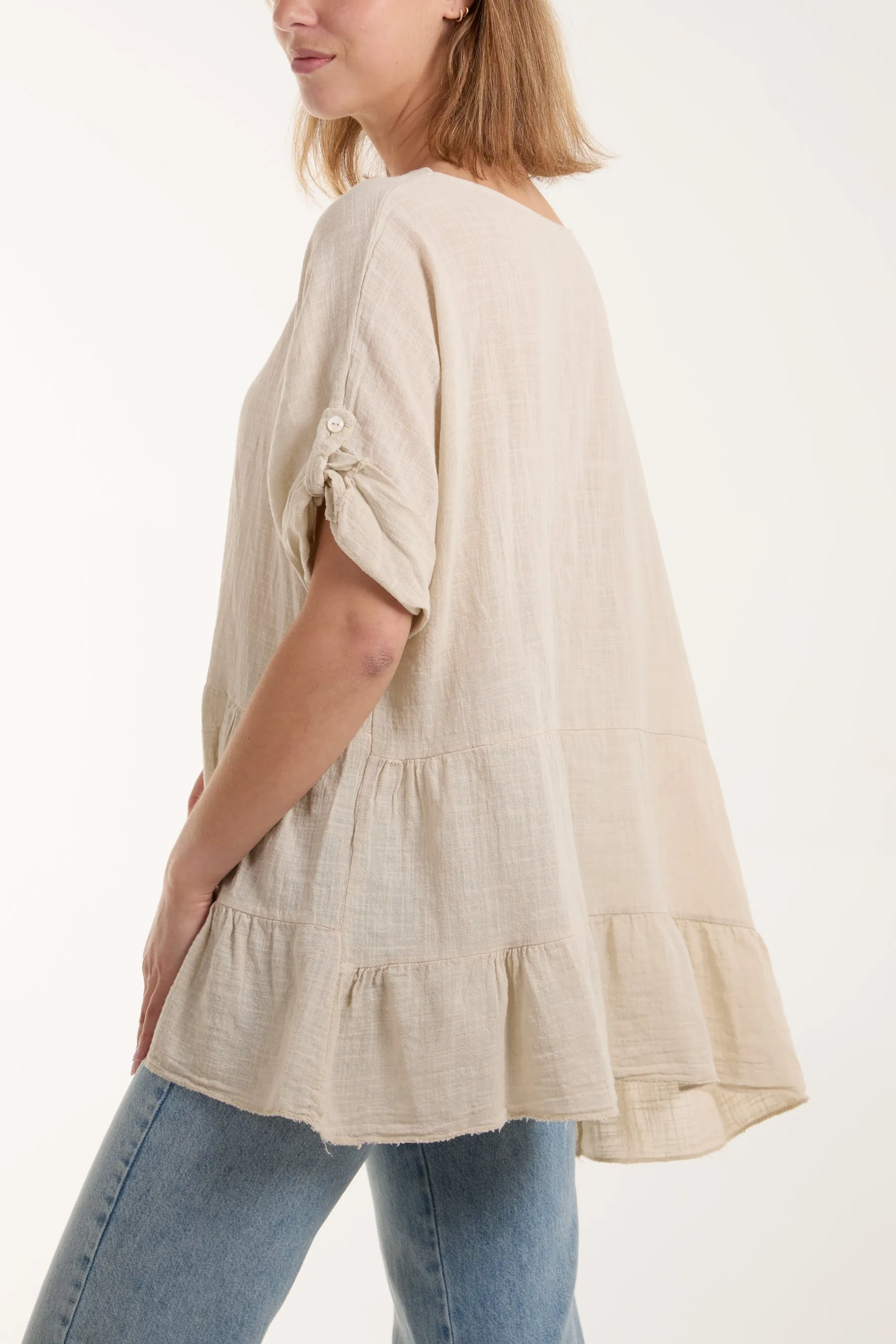 Tiered Smock Cotton Blouse