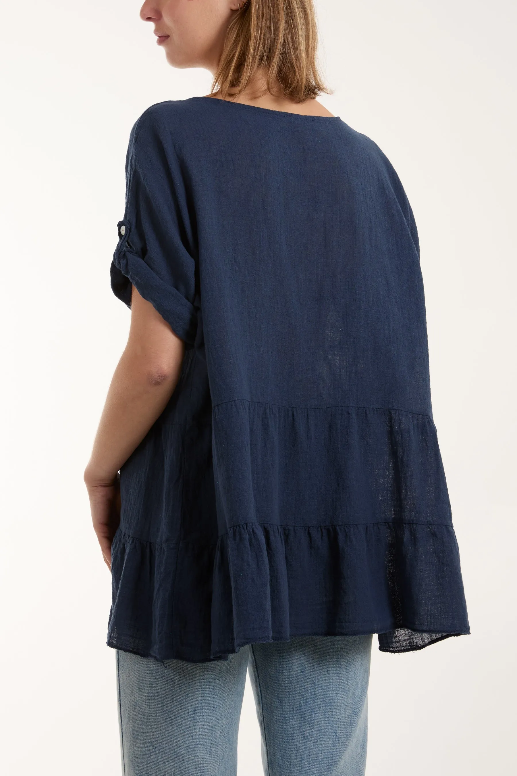 Tiered Smock Cotton Blouse