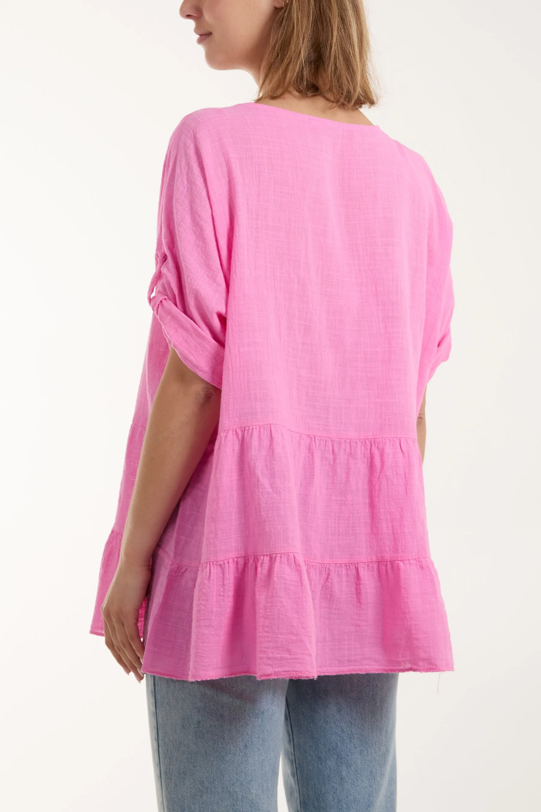 Tiered Smock Cotton Blouse