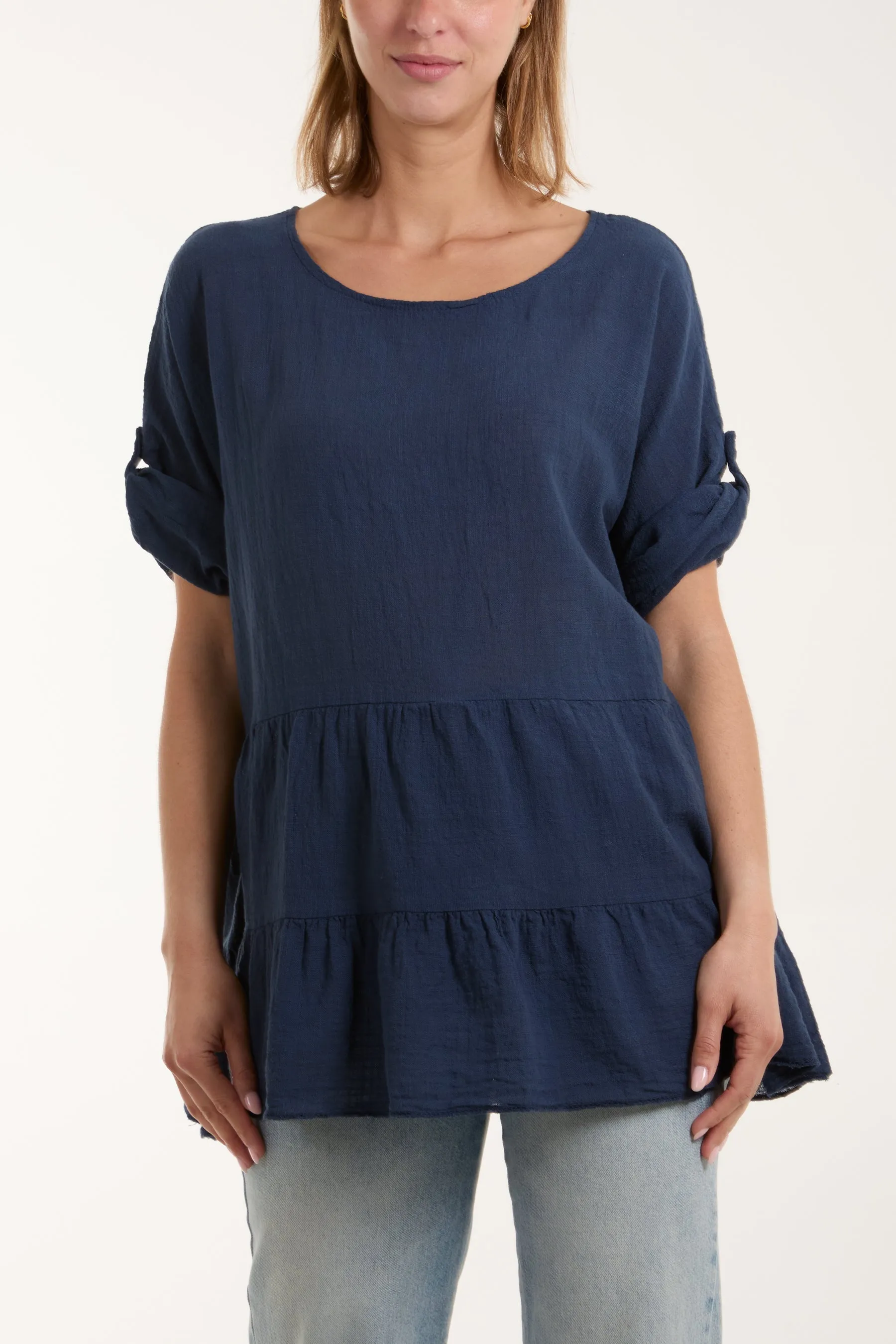 Tiered Smock Cotton Blouse