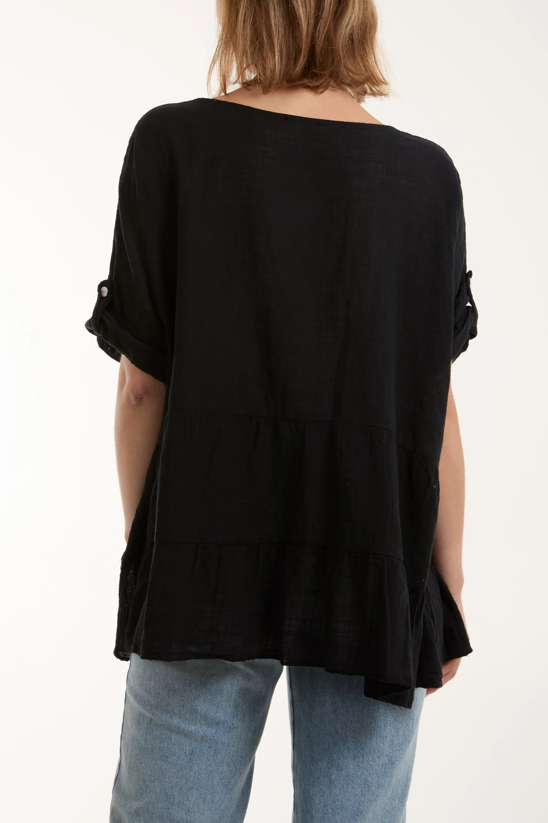 Tiered Smock Cotton Blouse