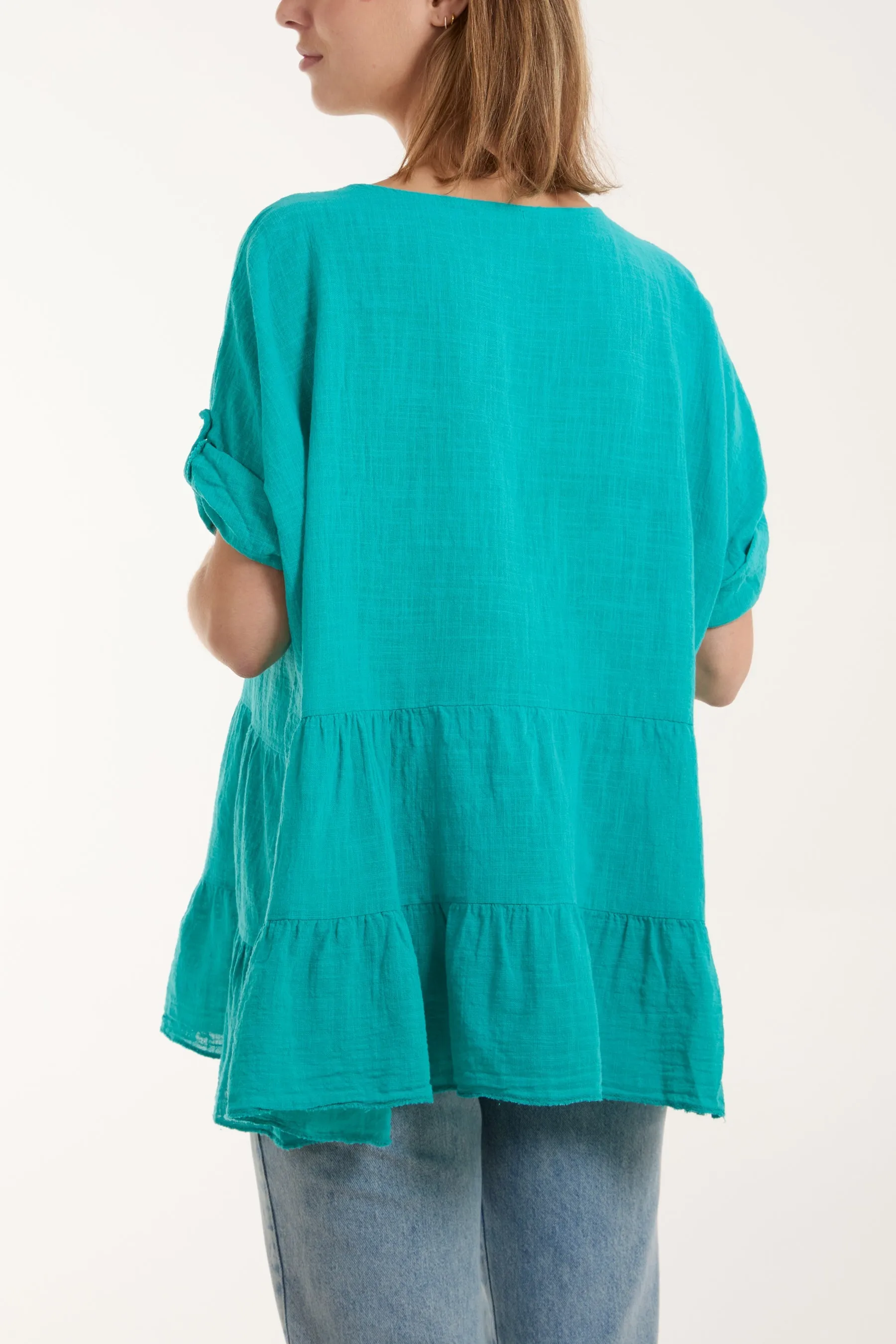 Tiered Smock Cotton Blouse