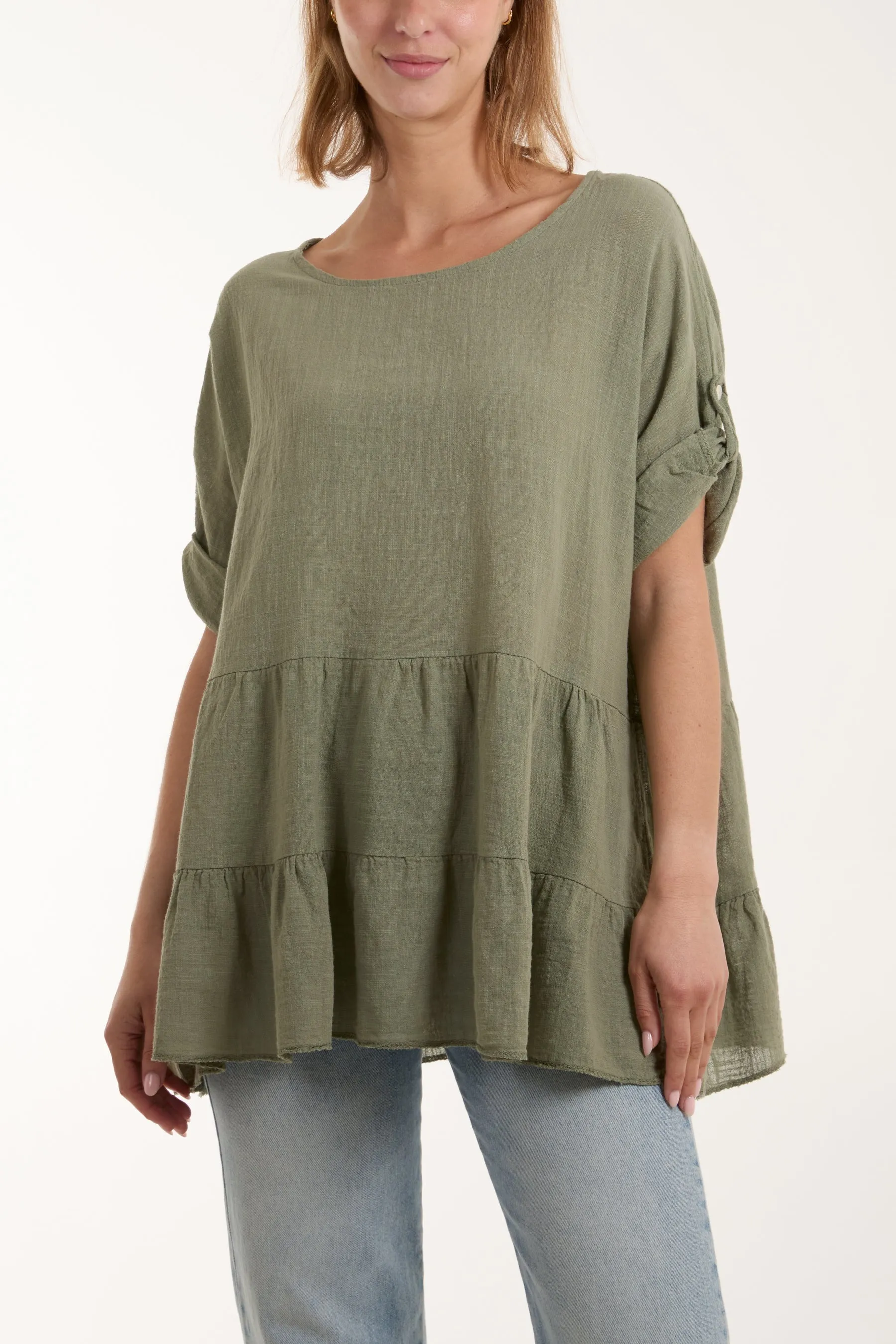 Tiered Smock Cotton Blouse