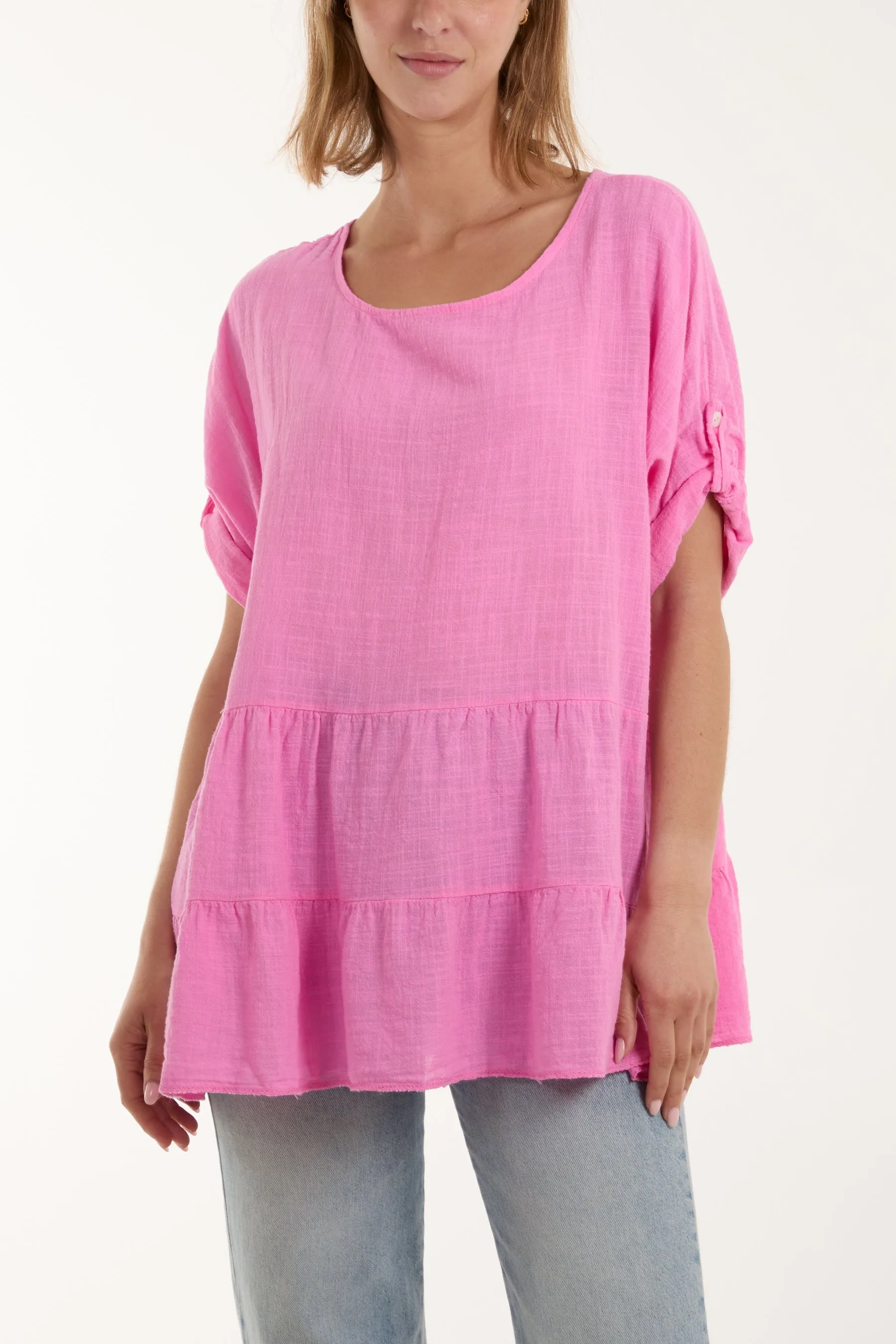 Tiered Smock Cotton Blouse