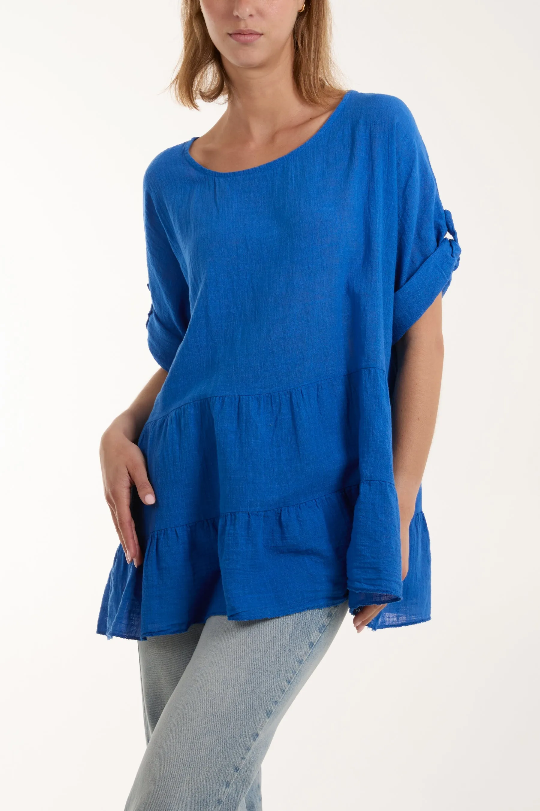 Tiered Smock Cotton Blouse