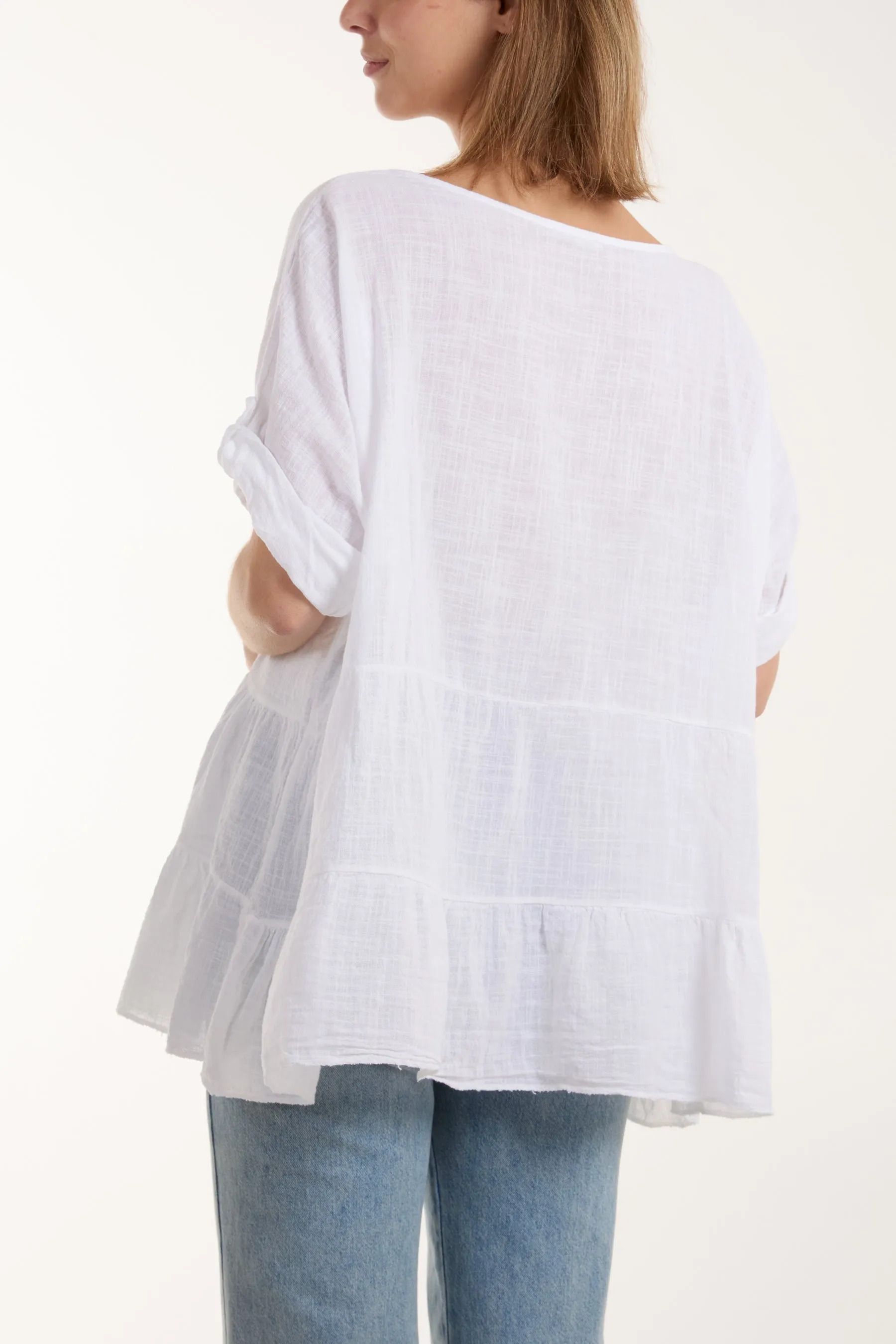 Tiered Smock Cotton Blouse