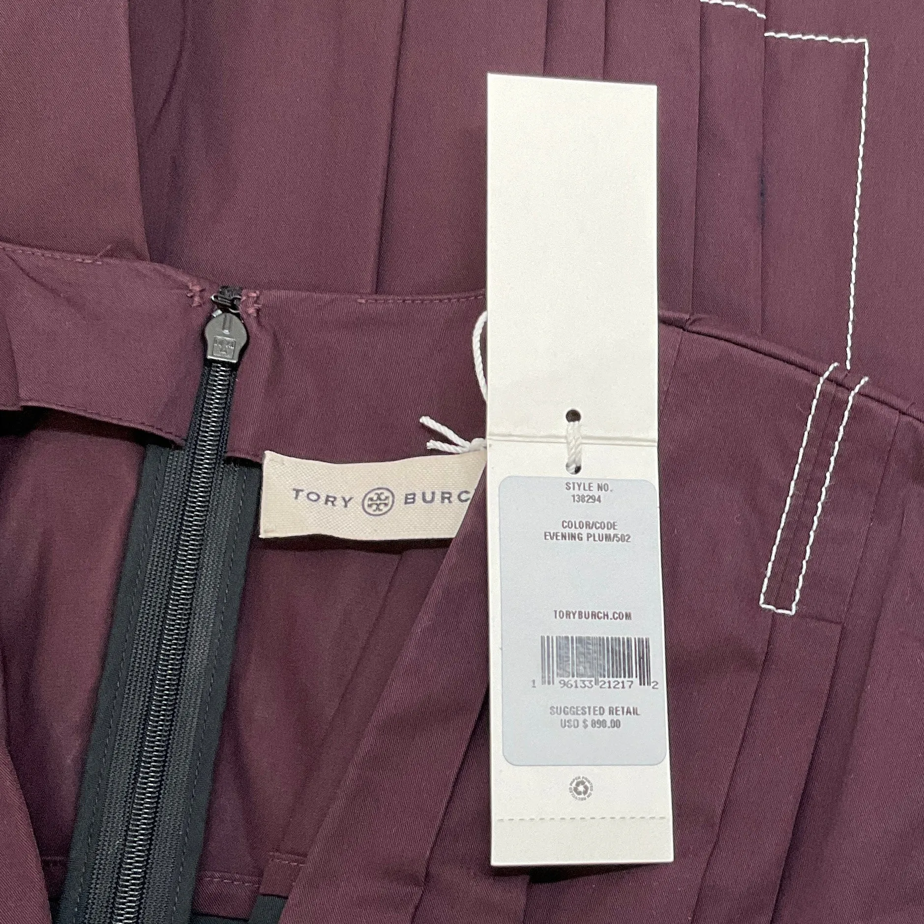 Tory Burch Evening Plum Cotton Poplin Claire Midi Dress
