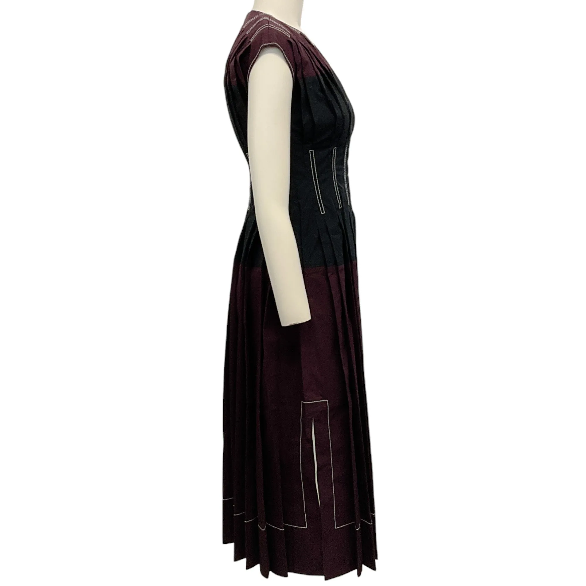 Tory Burch Evening Plum Cotton Poplin Claire Midi Dress