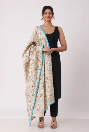 Turvi hand embriodered kantha silk dupatta