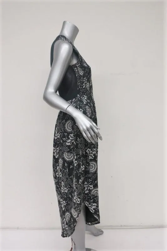 Ulla Johnson Dress Gili Dark Gray Printed Cotton Size 4 Sleeveless Midi