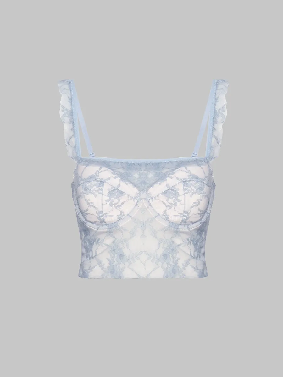 Underwire Lace Elastic Camisole Top with Bra Pads