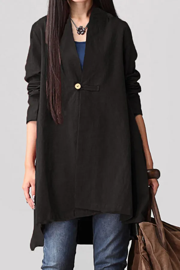 V-neck Cotton And Linen Top
