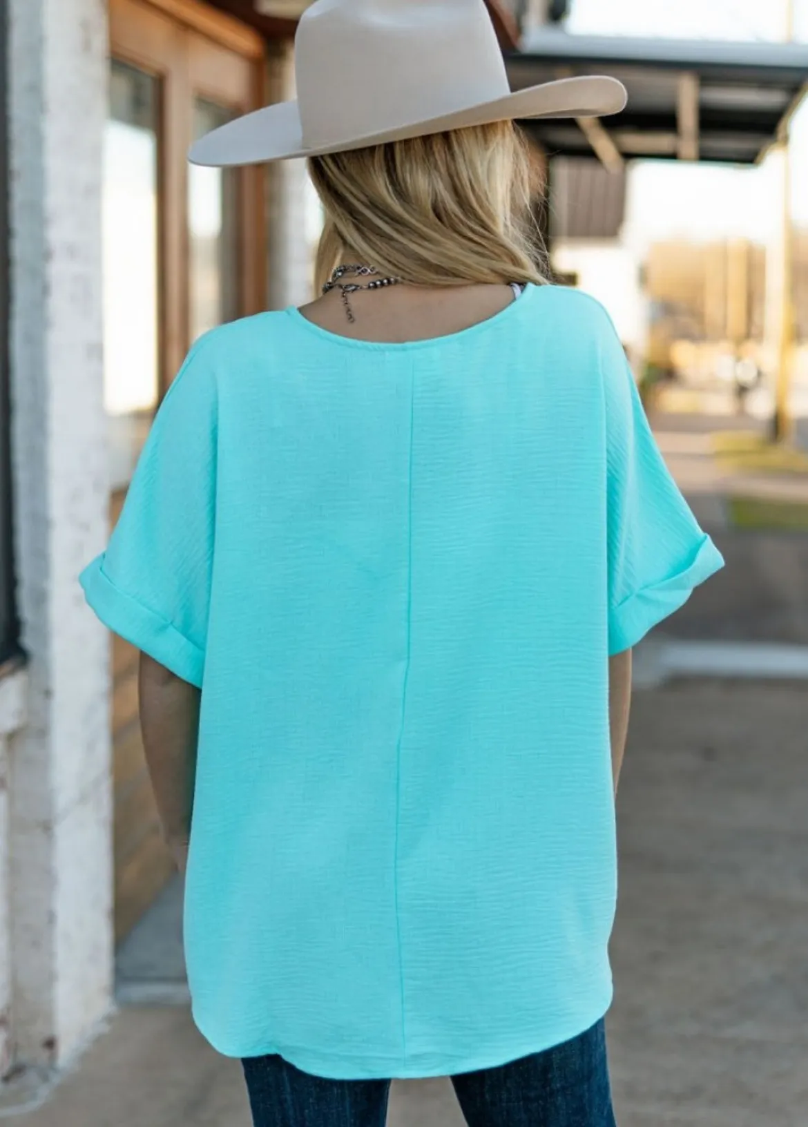 V-Neck Dolman Sleeve Blouse