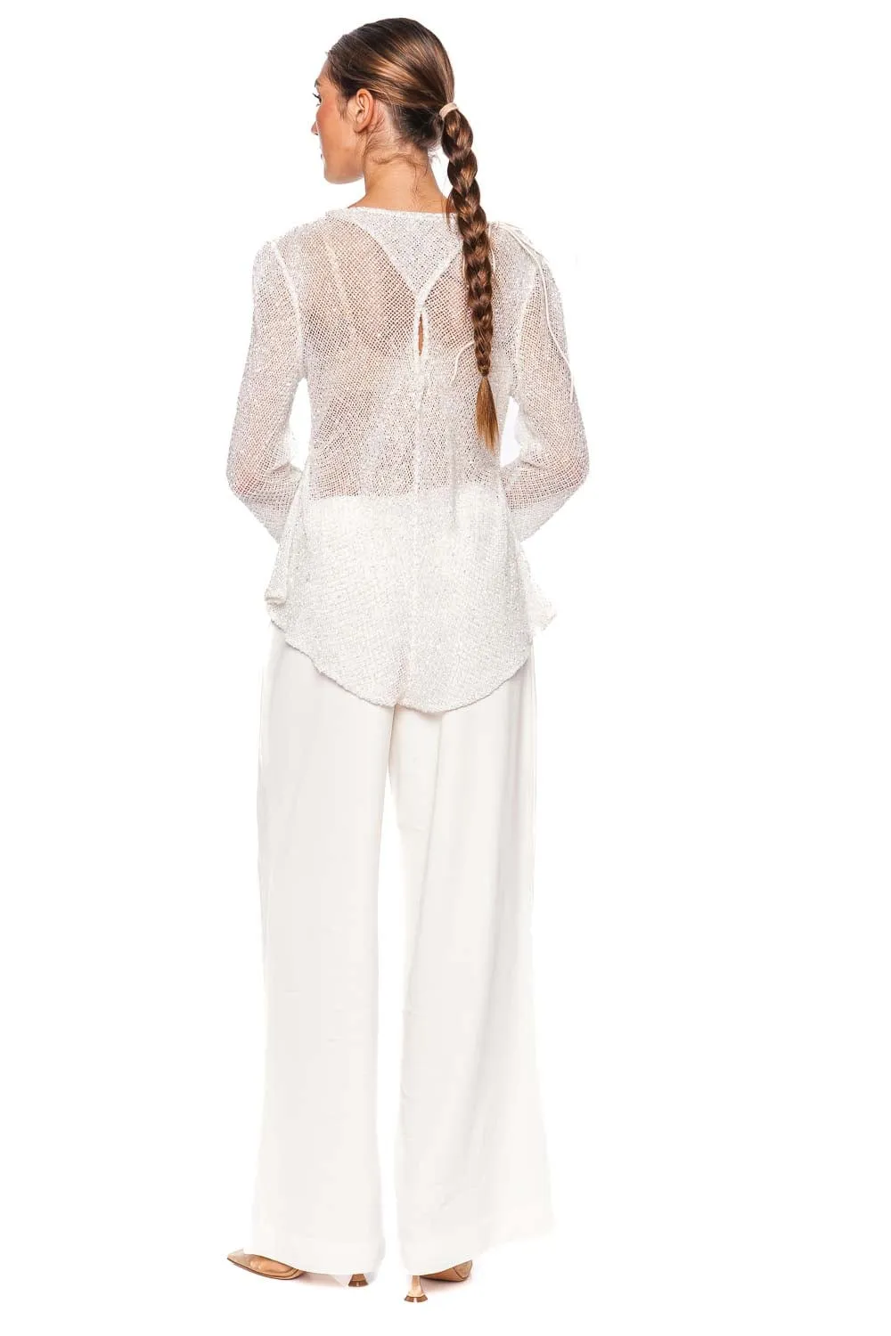 Valari Ivory Sequin Knit Top