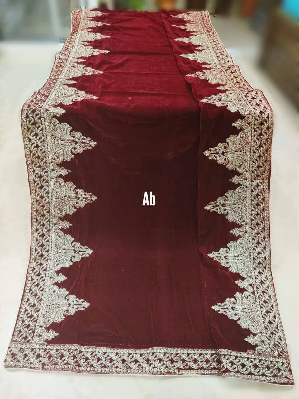 Velvet Embroidered Shawl/D 2