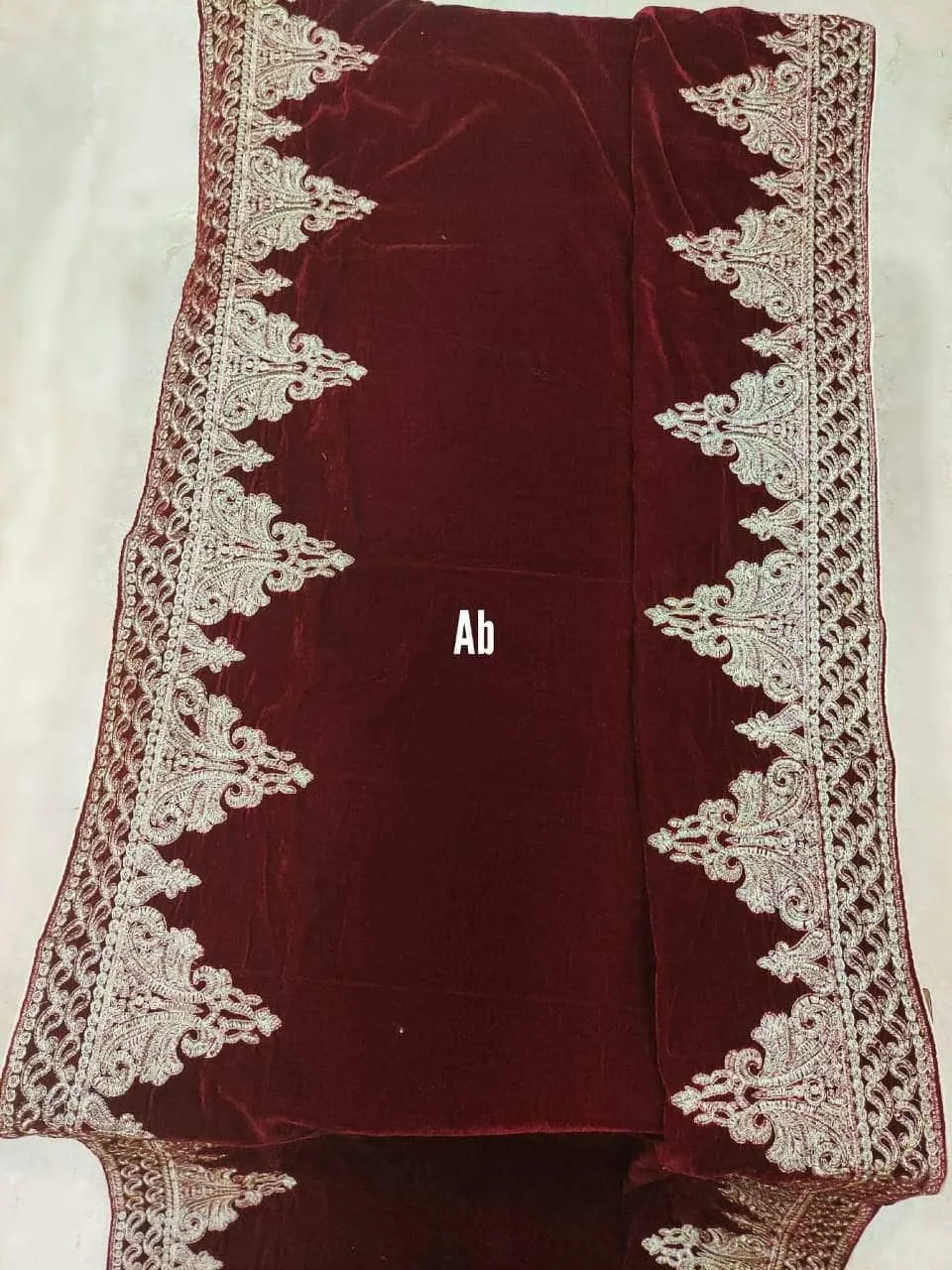 Velvet Embroidered Shawl/D 2