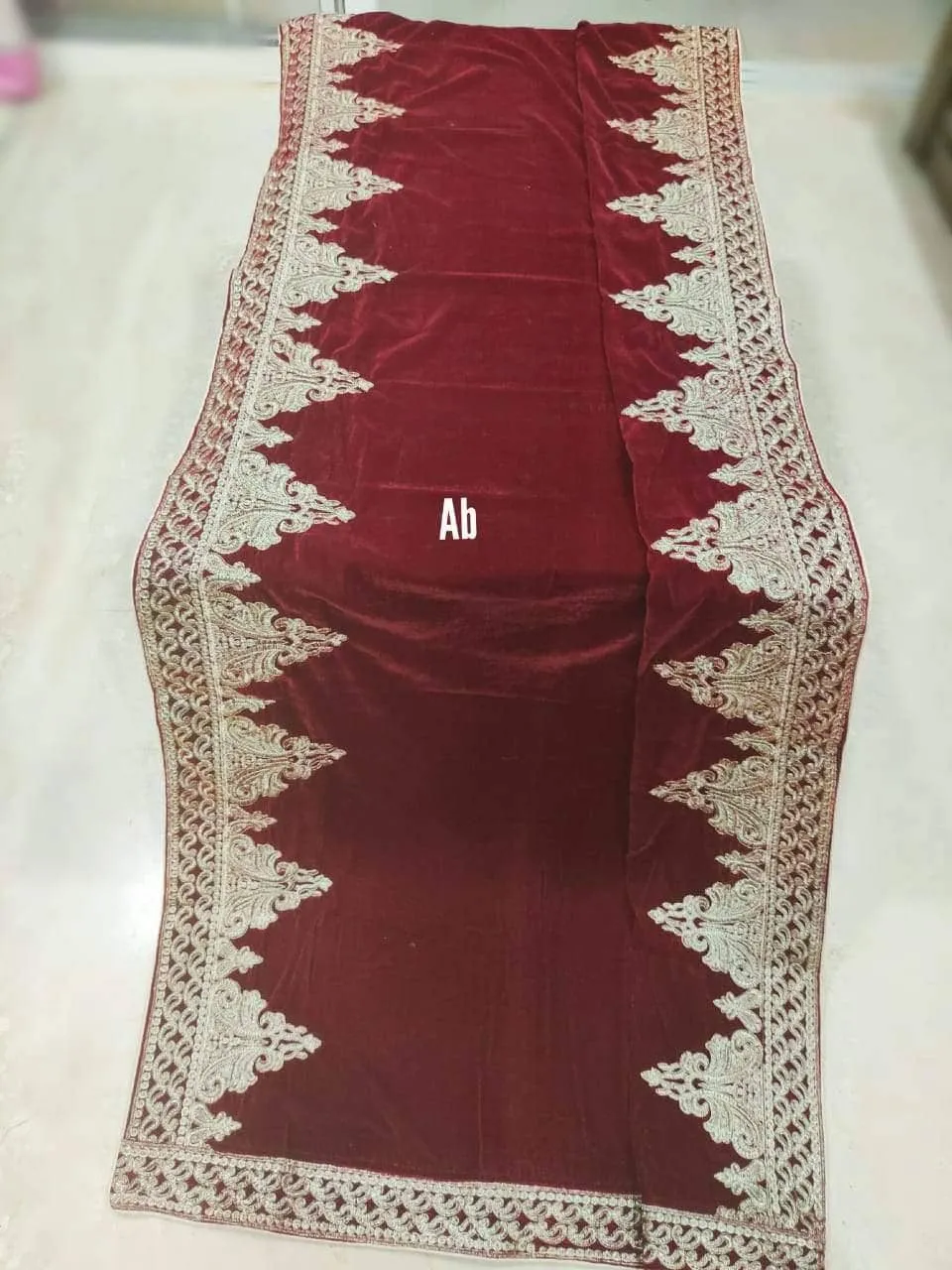 Velvet Embroidered Shawl/D 2