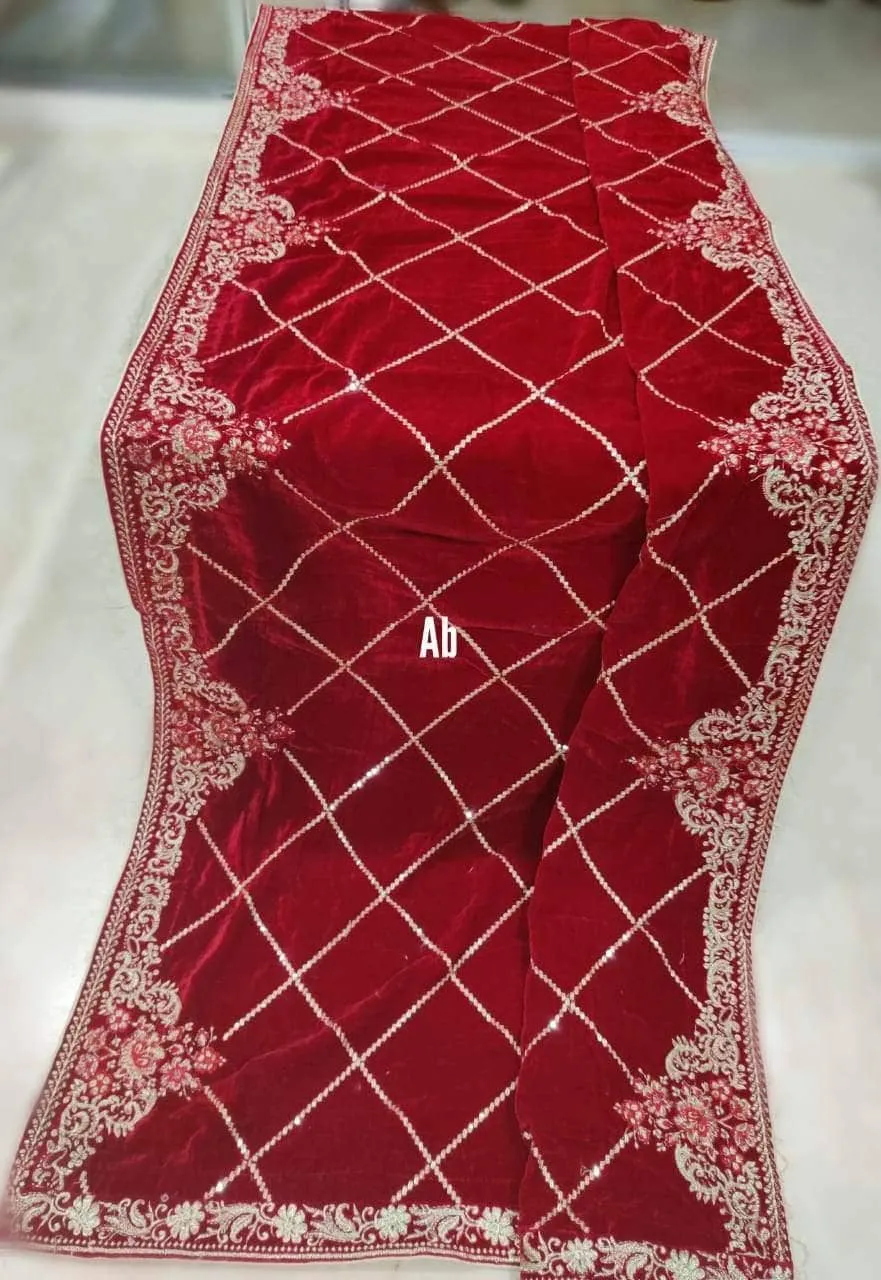 Velvet Embroidered Shawl/D 7