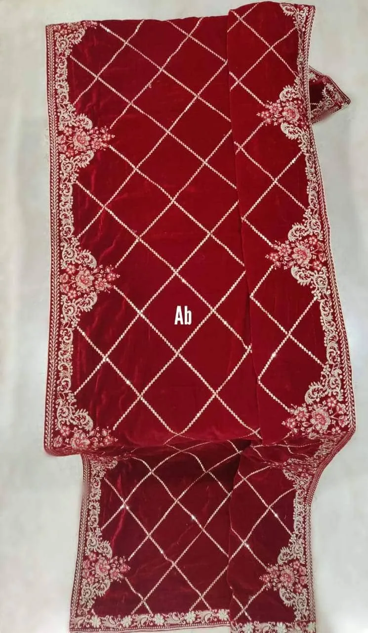 Velvet Embroidered Shawl/D 7