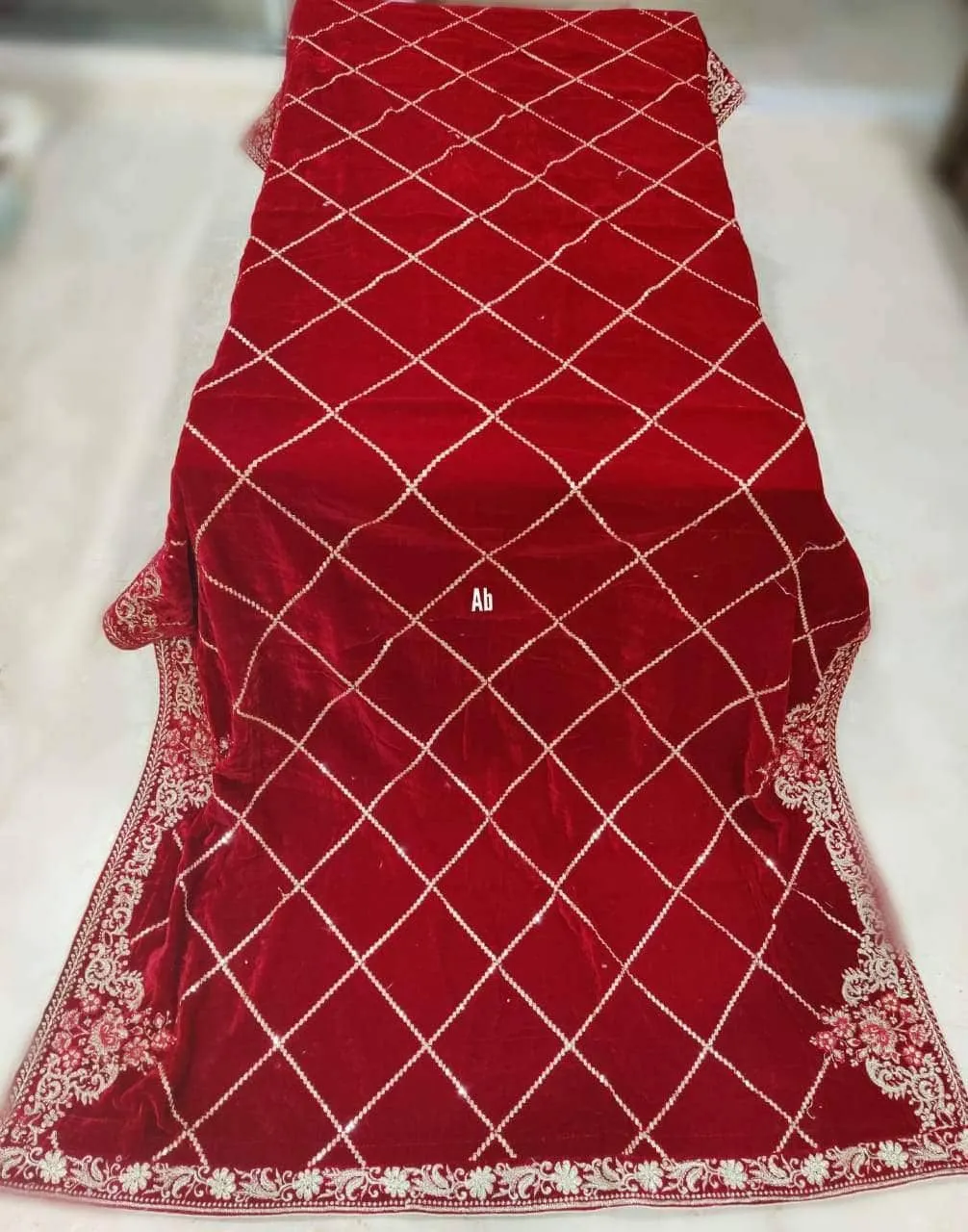 Velvet Embroidered Shawl/D 7