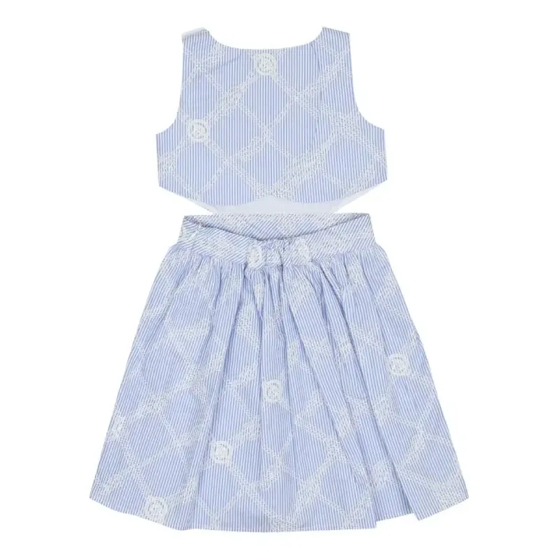 Versace Blue Nautical Medusa Cutout Dress