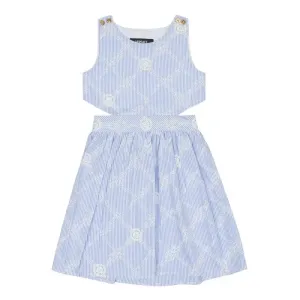 Versace Blue Nautical Medusa Cutout Dress