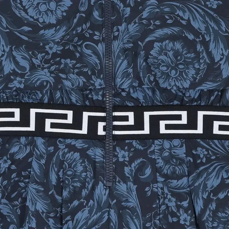 Versace Navy Blue Barocco Print Cotton Playsuit