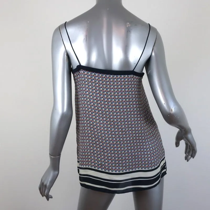 Vince Camisole Navy/Multi Border Print Silk Size Extra Small Tank Top