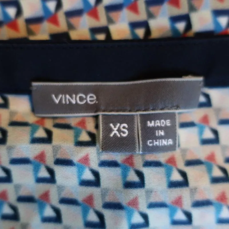Vince Camisole Navy/Multi Border Print Silk Size Extra Small Tank Top
