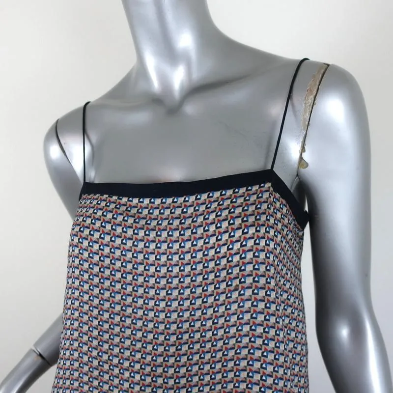 Vince Camisole Navy/Multi Border Print Silk Size Extra Small Tank Top