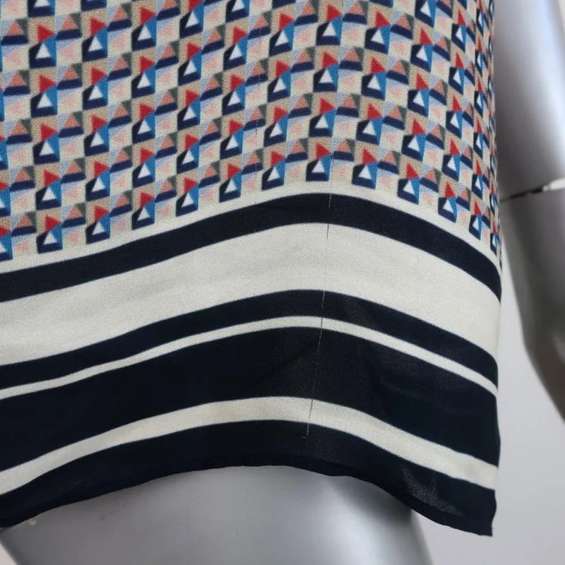 Vince Camisole Navy/Multi Border Print Silk Size Extra Small Tank Top