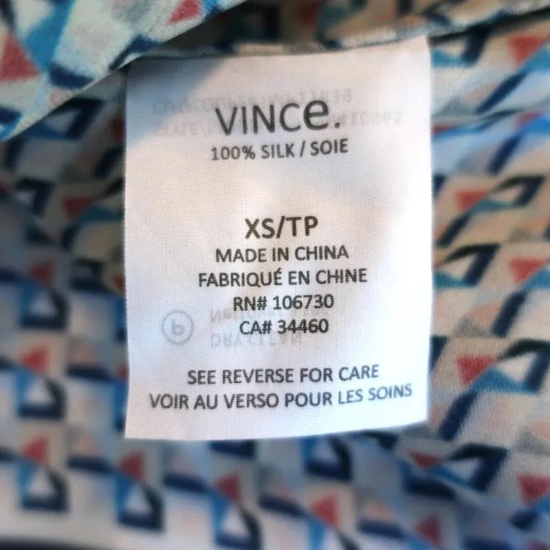 Vince Camisole Navy/Multi Border Print Silk Size Extra Small Tank Top
