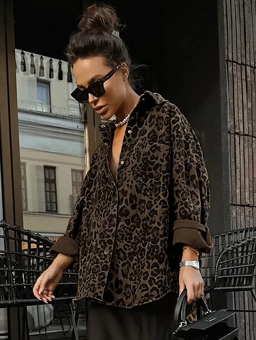 Vintage Cotton Leopard Print Blouse