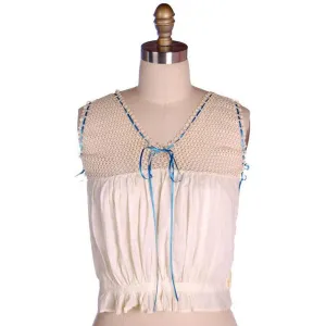 Vintage Victorian Corset Cover/Camisole Cotton & Crochet 35" Bust