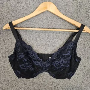 Wacoal Instant Icon Underwire Bra 34G Black Blue Scalloped Underwired 851322