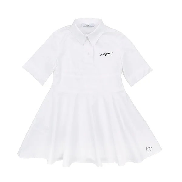 Waisted poplin white dress by MSGM