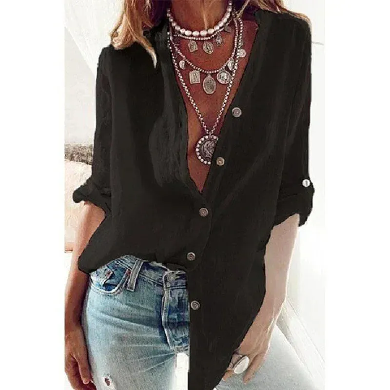 Wandering Woman Lightweight Cotton Linen Shirt – Casual Summer Style, Loose Fit, Multiple Colors